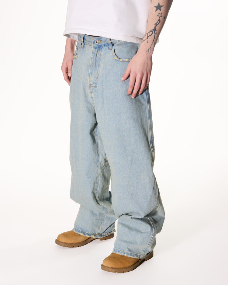 Washed Denim Jeans Blue BAGGY