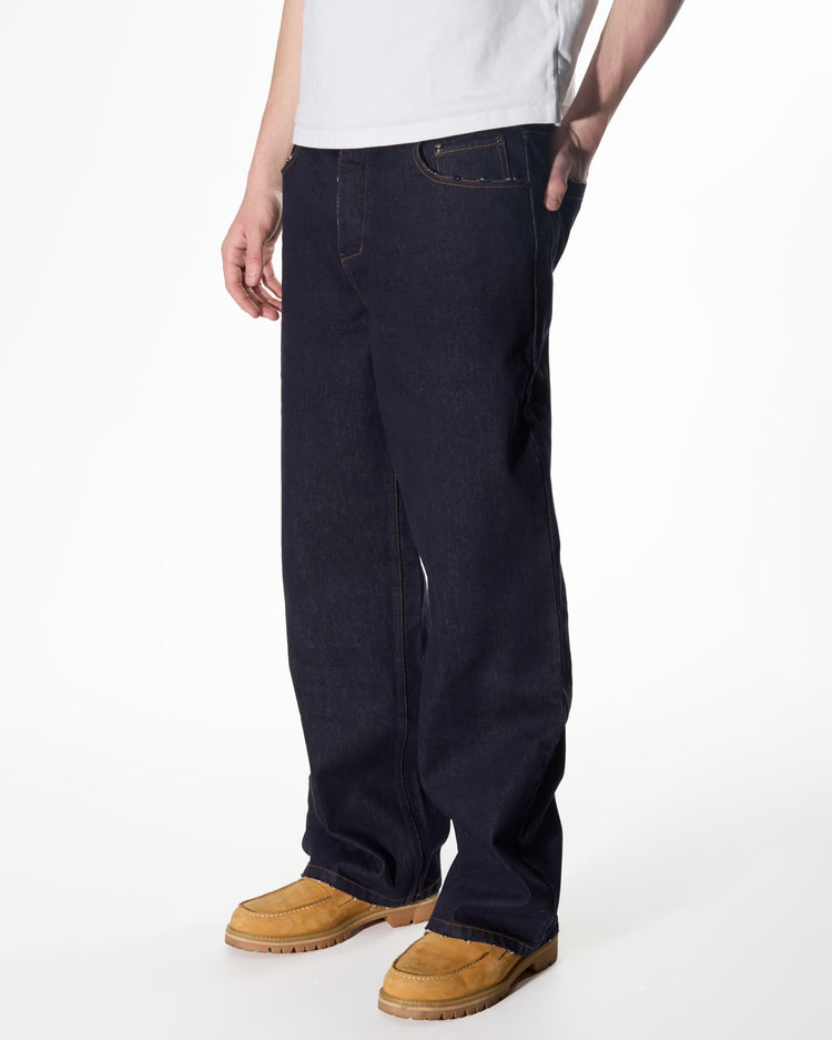 Washed Denim Jeans Indigo STANDARD