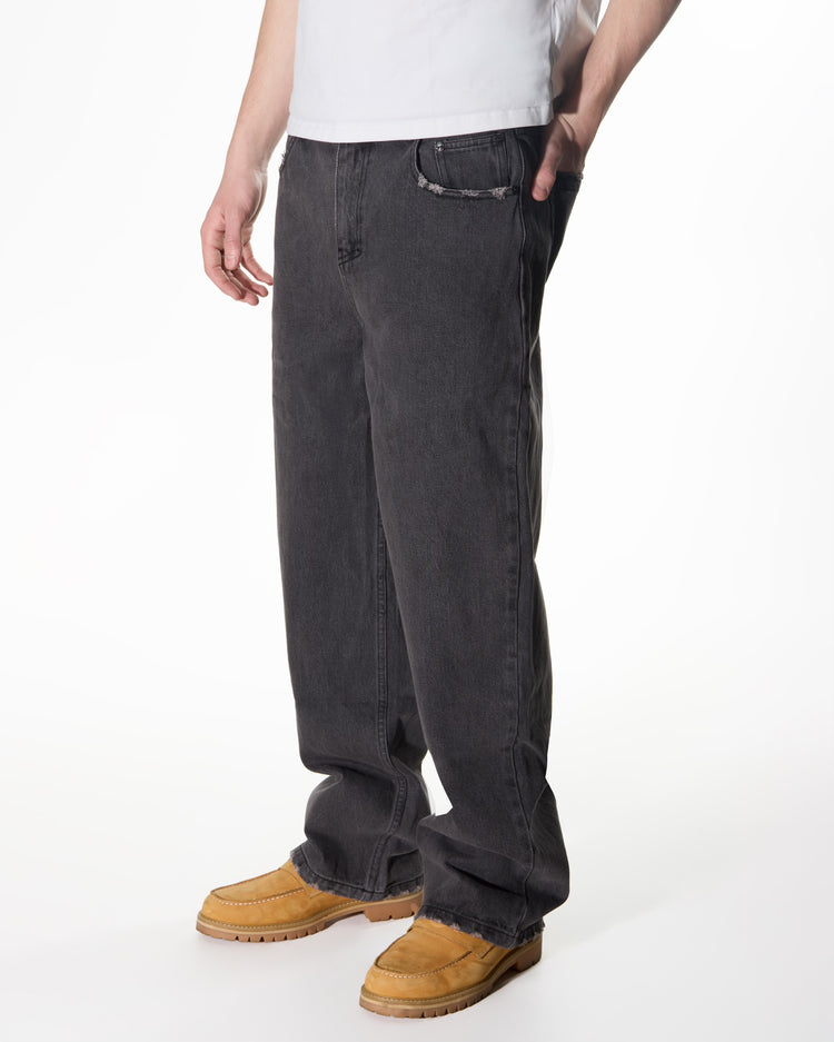 Washed Denim Jeans Grey STANDARD