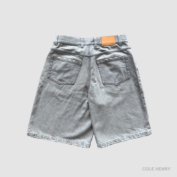 Washed Denim Jorts Ash - Second Image