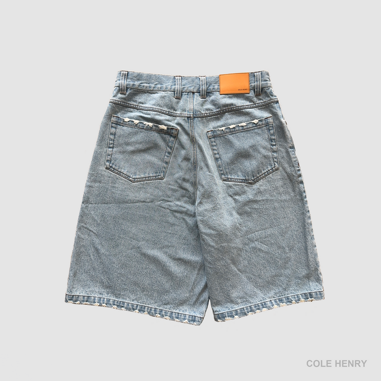 Washed Denim Jorts Blue