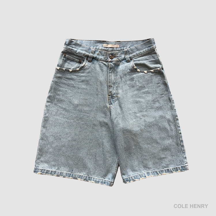 Washed Denim Jorts Blue