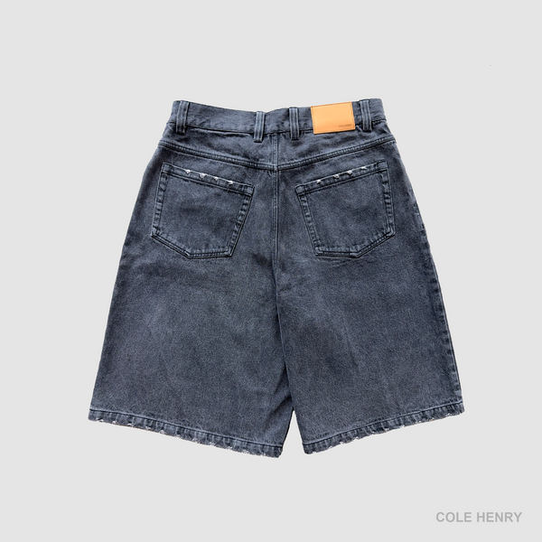 Washed Denim Jorts Grey - Second Image