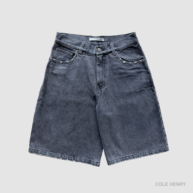 Washed Denim Jorts Grey