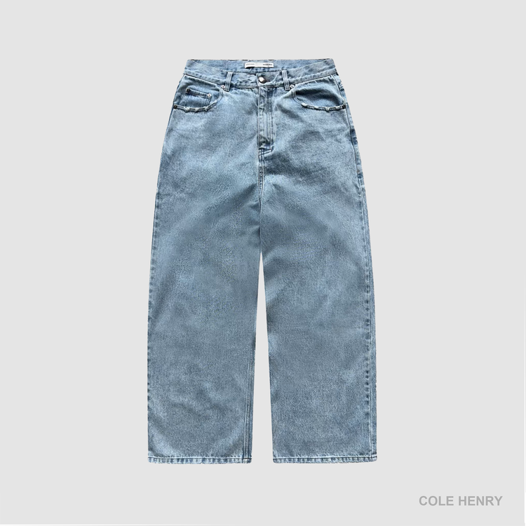 Washed Denim Jeans Faded Blue STANDARD