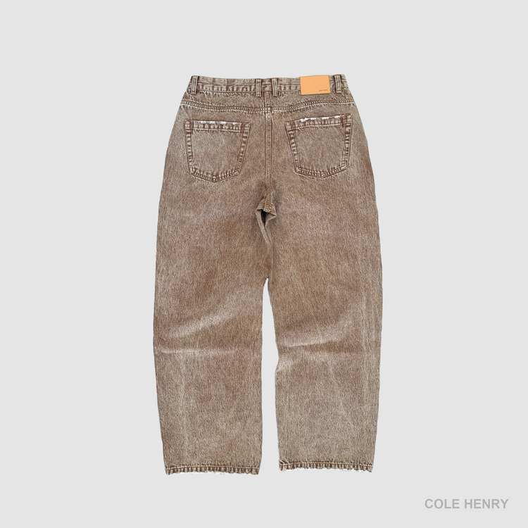 Washed Denim Jeans Brown STANDARD