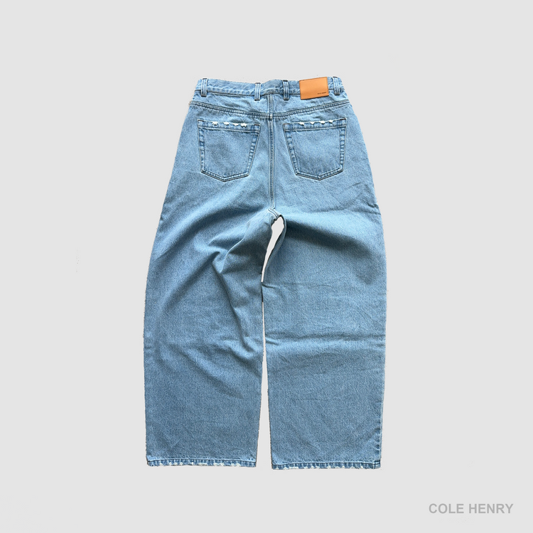 Washed Denim Jeans Blue BAGGY